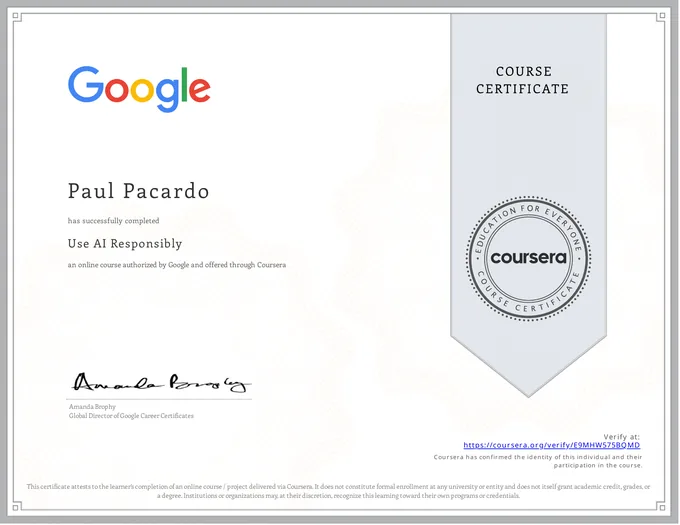 Certificate, Use AI Responsibly
