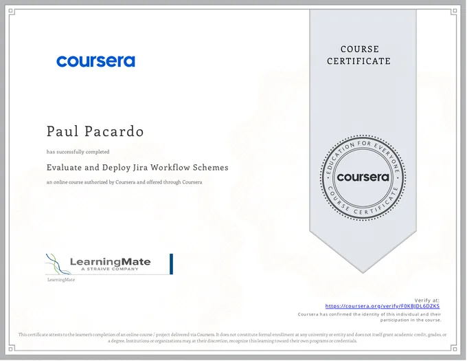 Certificate, Evaluate and Deploy Jira Workflow Schemes